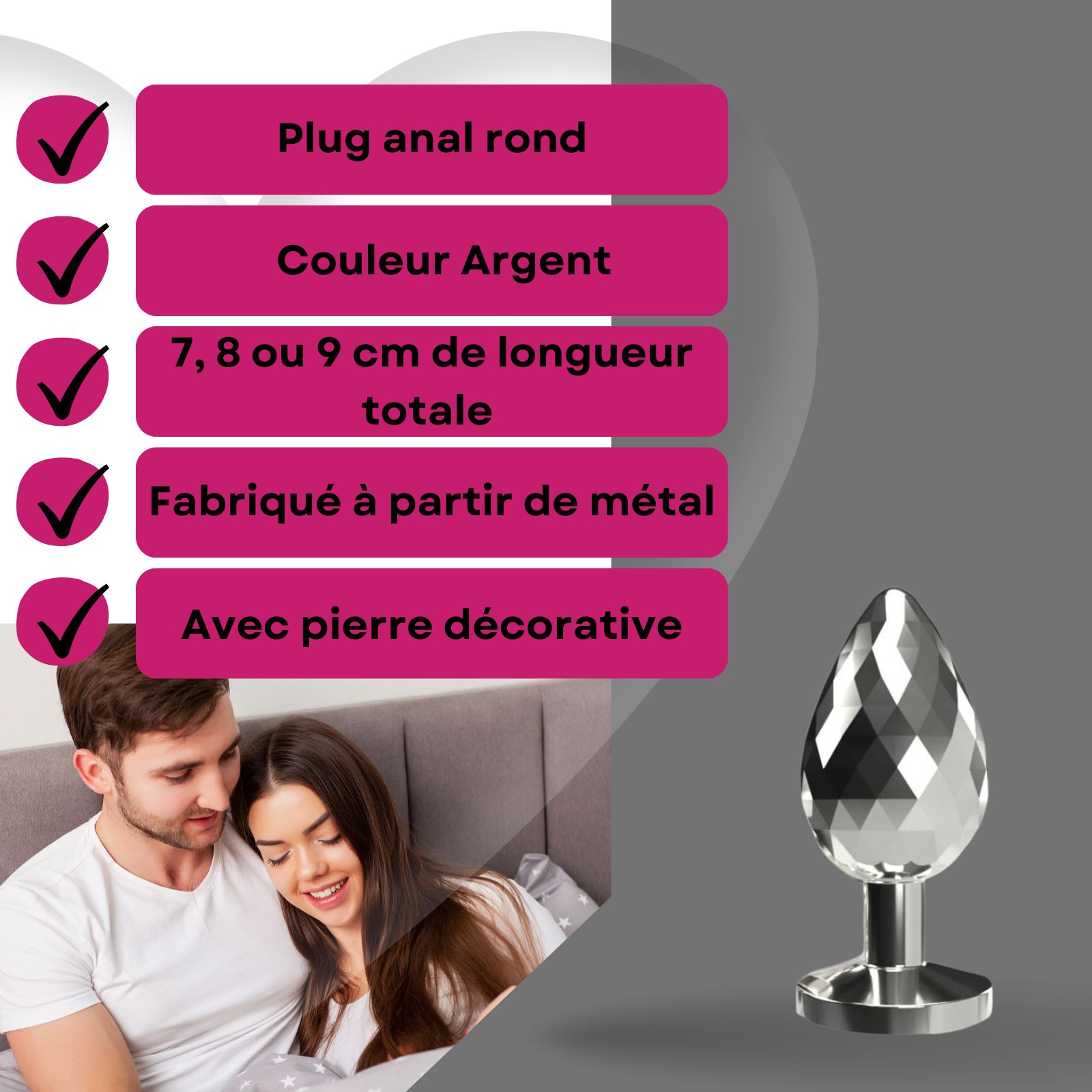 Lovelyness - Plug anal en métal avec pierre décorative M - Diamant