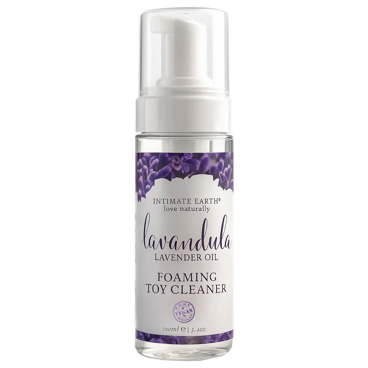 Fles met lavendel geurend schuimreiniger voor speeltjes.