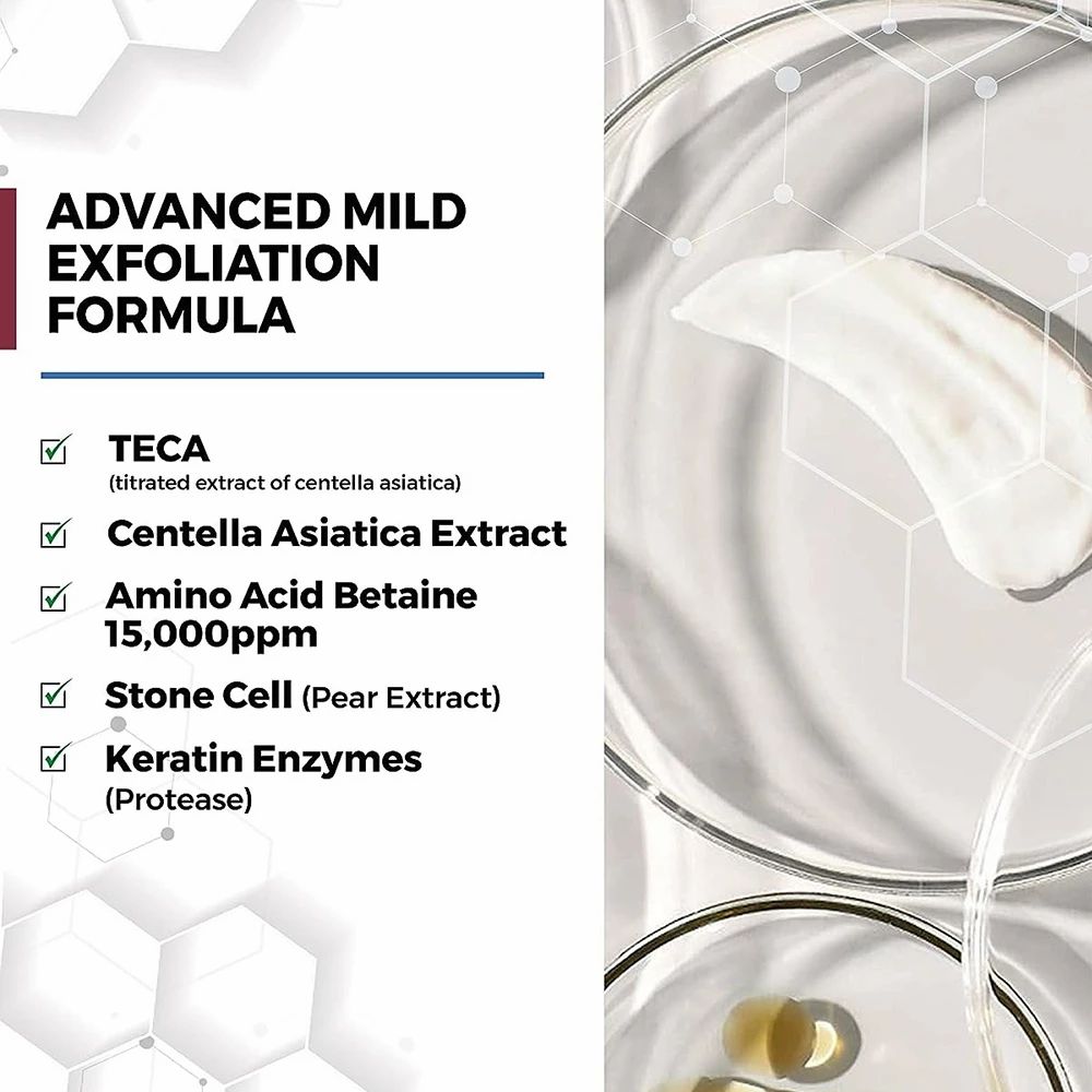 Texte avec ingrédients: TECA, Extrait de Centella Asiatica, Amino Acid Betaine, Stone Cell, Enzymes de kératine.