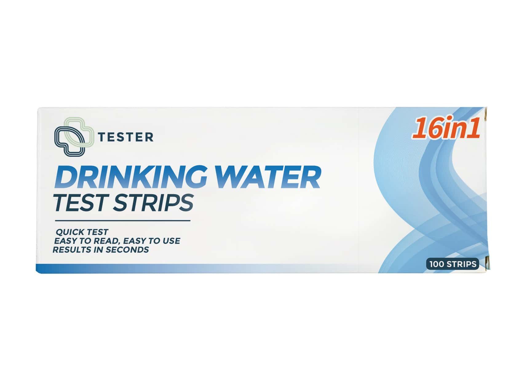 Bandelettes d'analyse d'eau potable Tester, 16 en 1, 100 bandelettes. Test rapide facile à lire.