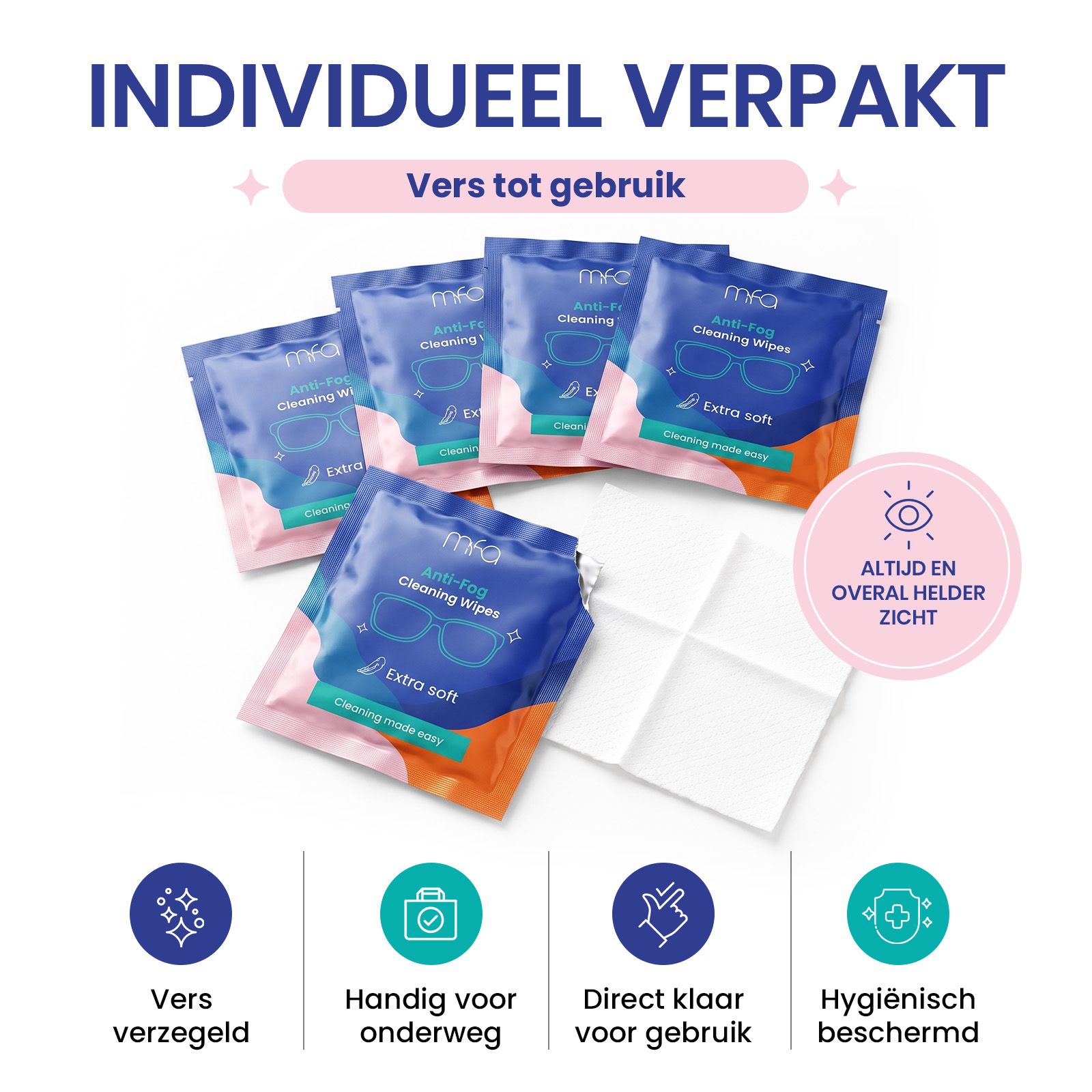 mfa® Anti-condens Reinigingsdoekjes voor Brillen