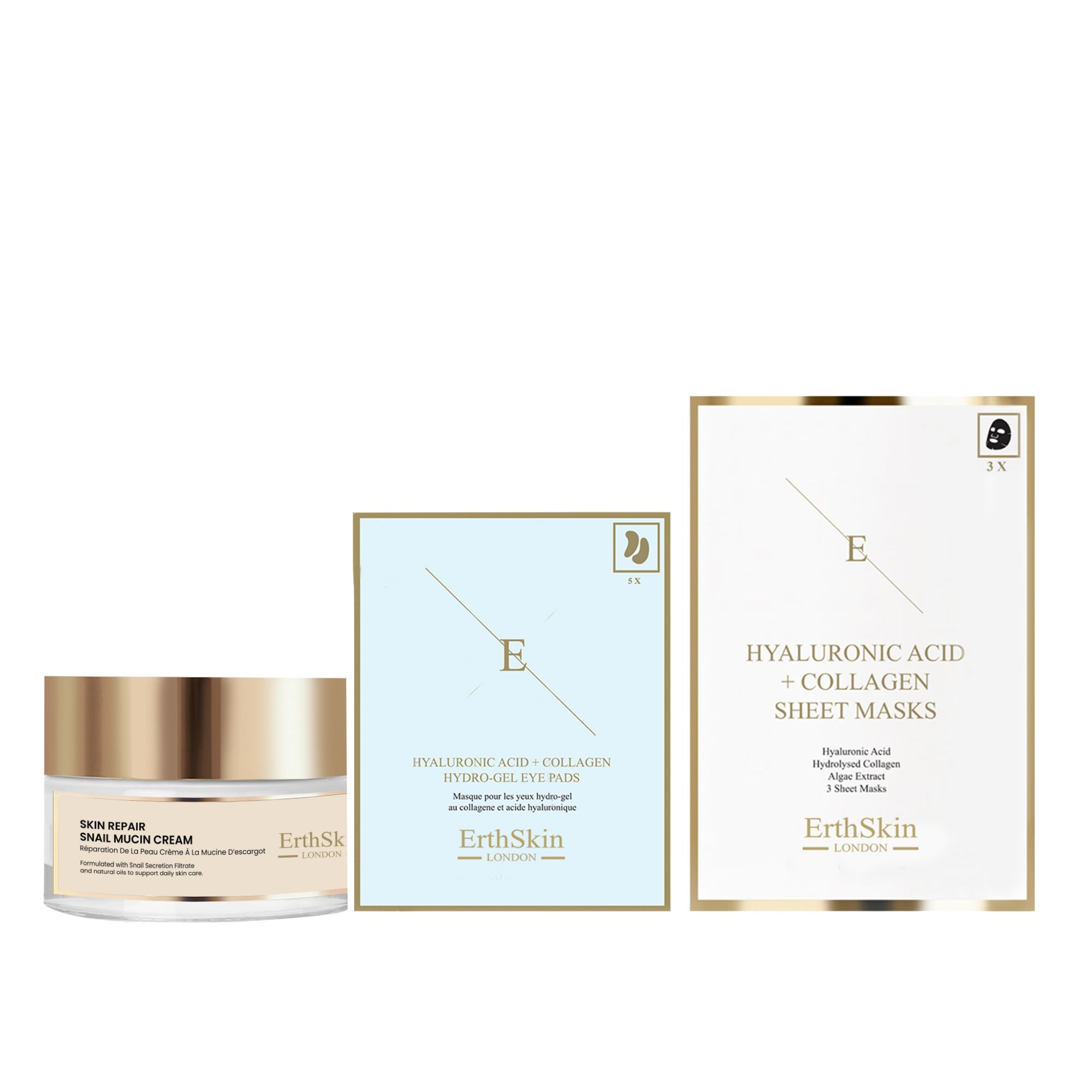 ErthSkin London Coffret Bave d’Escargot, Patchs Yeux & Masque Collagène