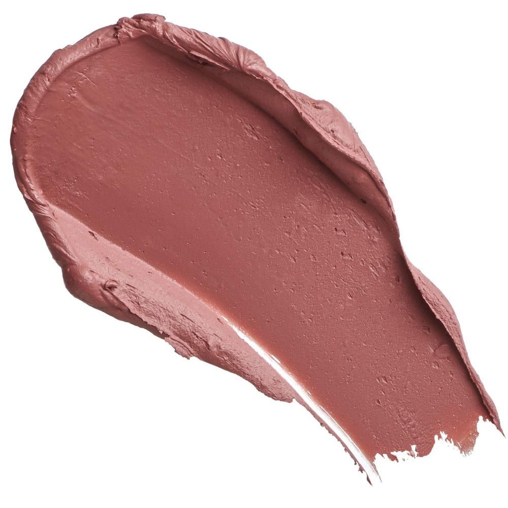 Étalement de gloss. Couleur rose-brun. Texture visible.