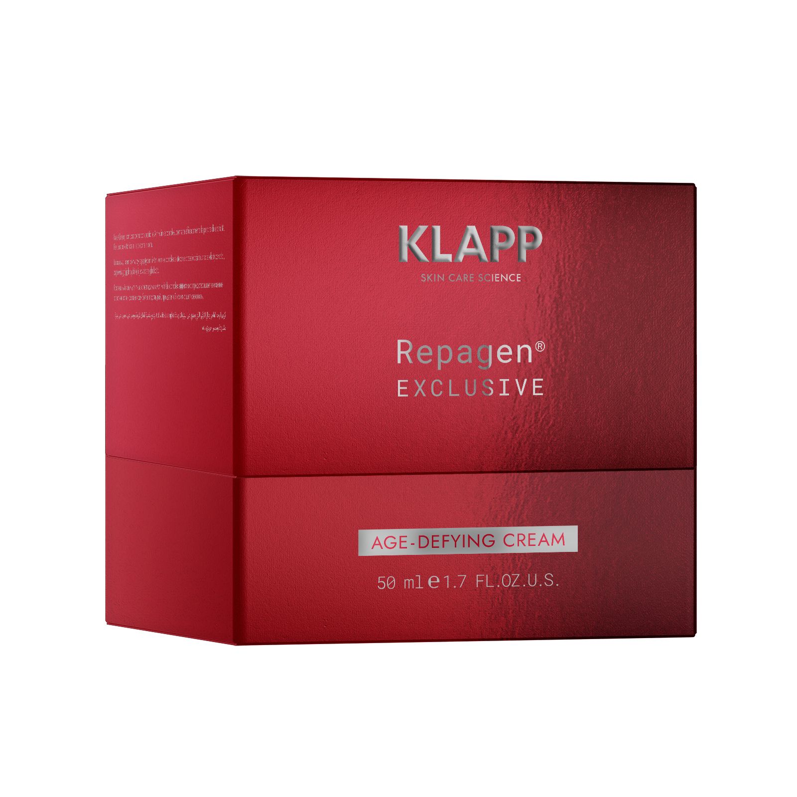 Crème anti-âge KLAPP Repagen Exclusive, 50 ml, dans un emballage rouge.