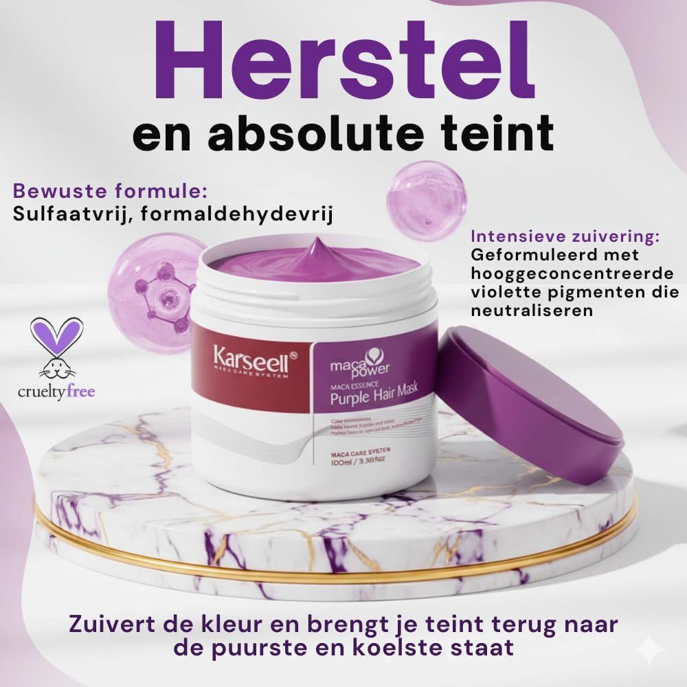 KARSEELL Paars Anti-Geel Haarmasker voor Blond en Grijs Haar