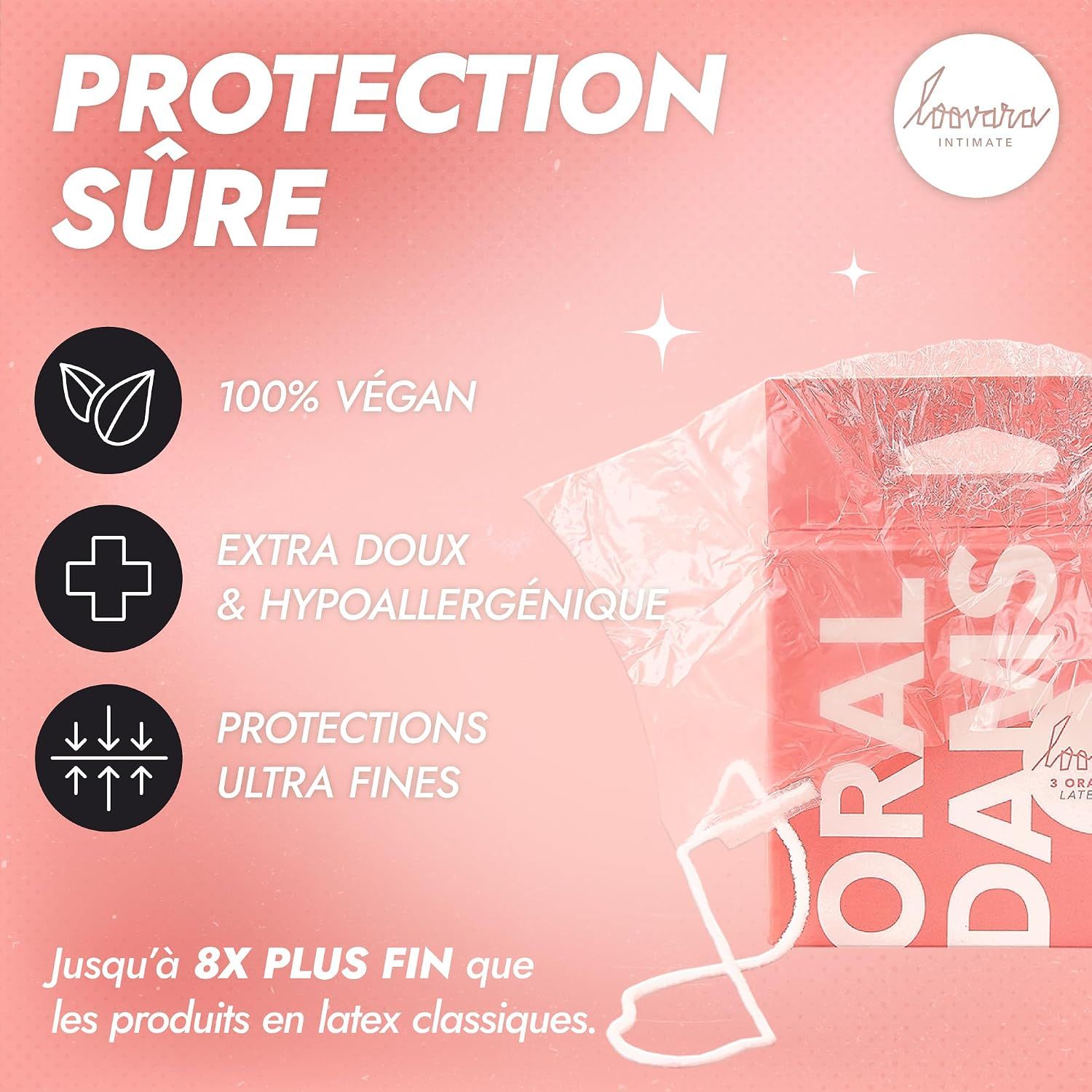 Loovara Lingettes buccales 18 pièces sans latex - Lot économique 6x3 - Oral Dams Latex Free - Linge