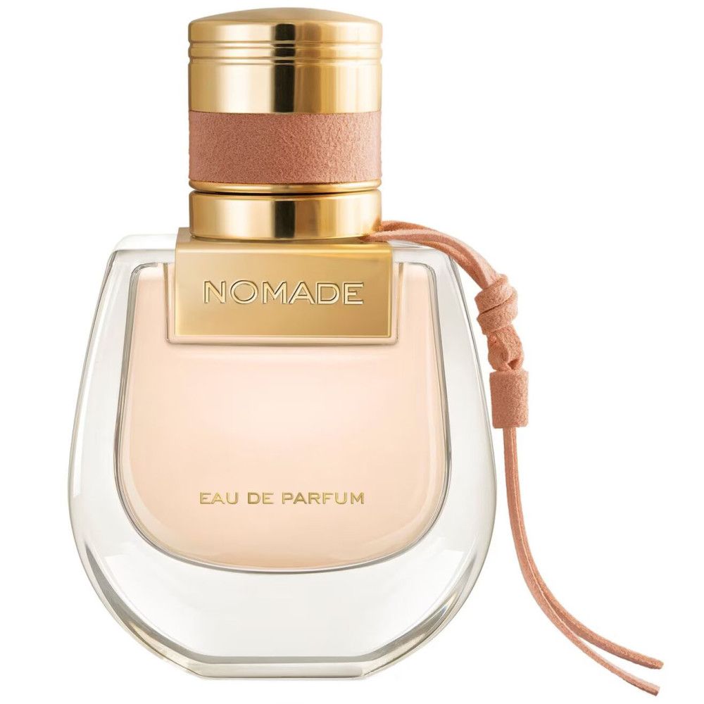 Chloé Nomade E.d.P. Nat. Spray. Flacon. Bouchon doré. Lanière cuir. Eau de Parfum.