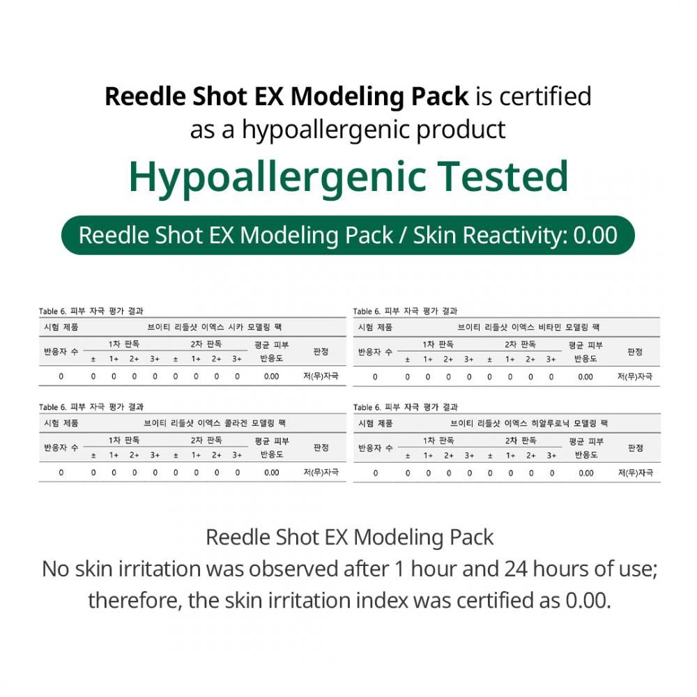 VT COSMETICS Reedle Shot Ex Modeling Pack is hypoallergeen getest.
