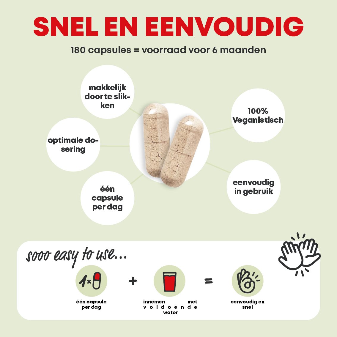 Twee Quercetine capsules, met aanwijzingen voor snelle en eenvoudige toepassing.