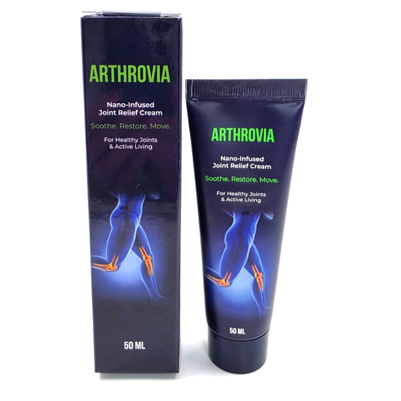 ArthroVia Nano-infused Joint Relief Cream tube en doos, 50 ml.