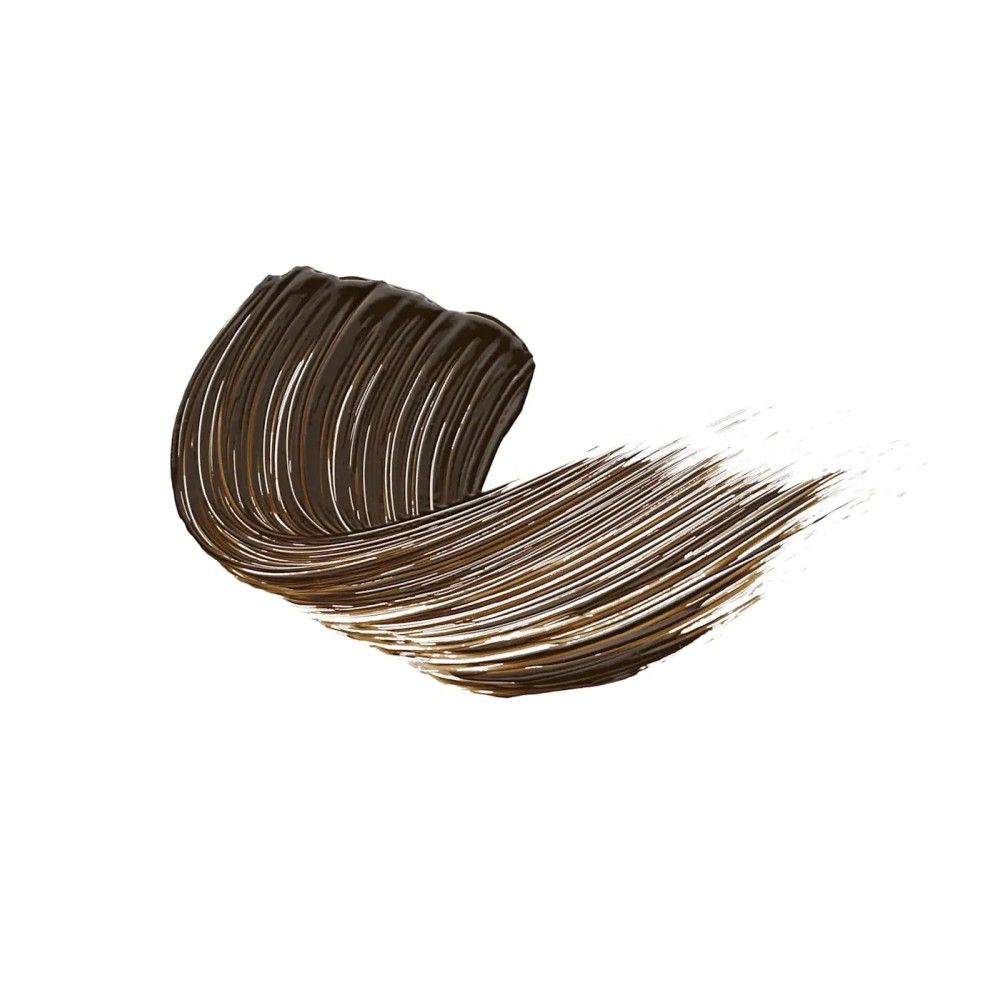 Mascara veeg. Kleur: bruin. Textuur zichtbaar.