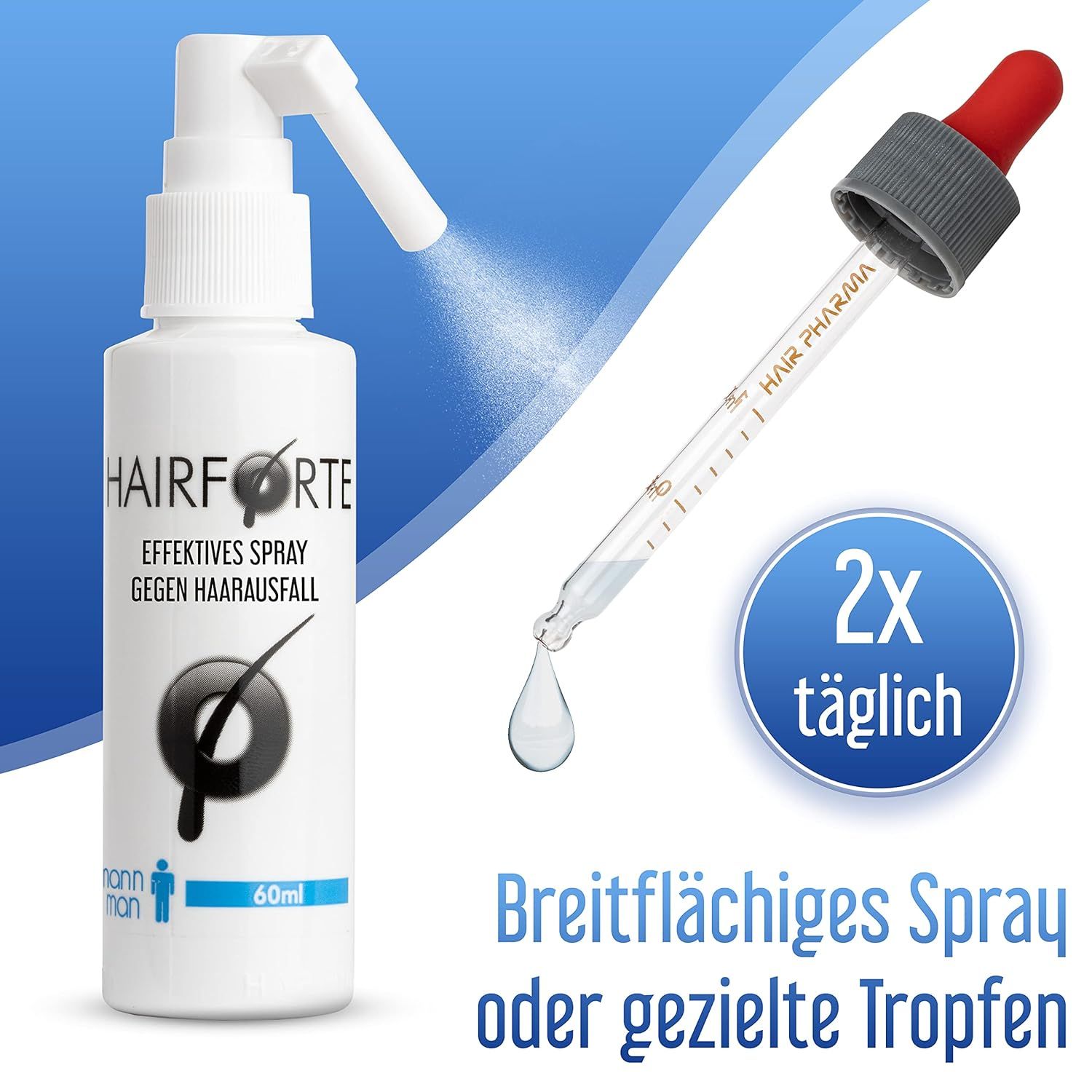 Hairforte Spray 3% Procapil contre la perte de cheveux, bloqueur de DHT