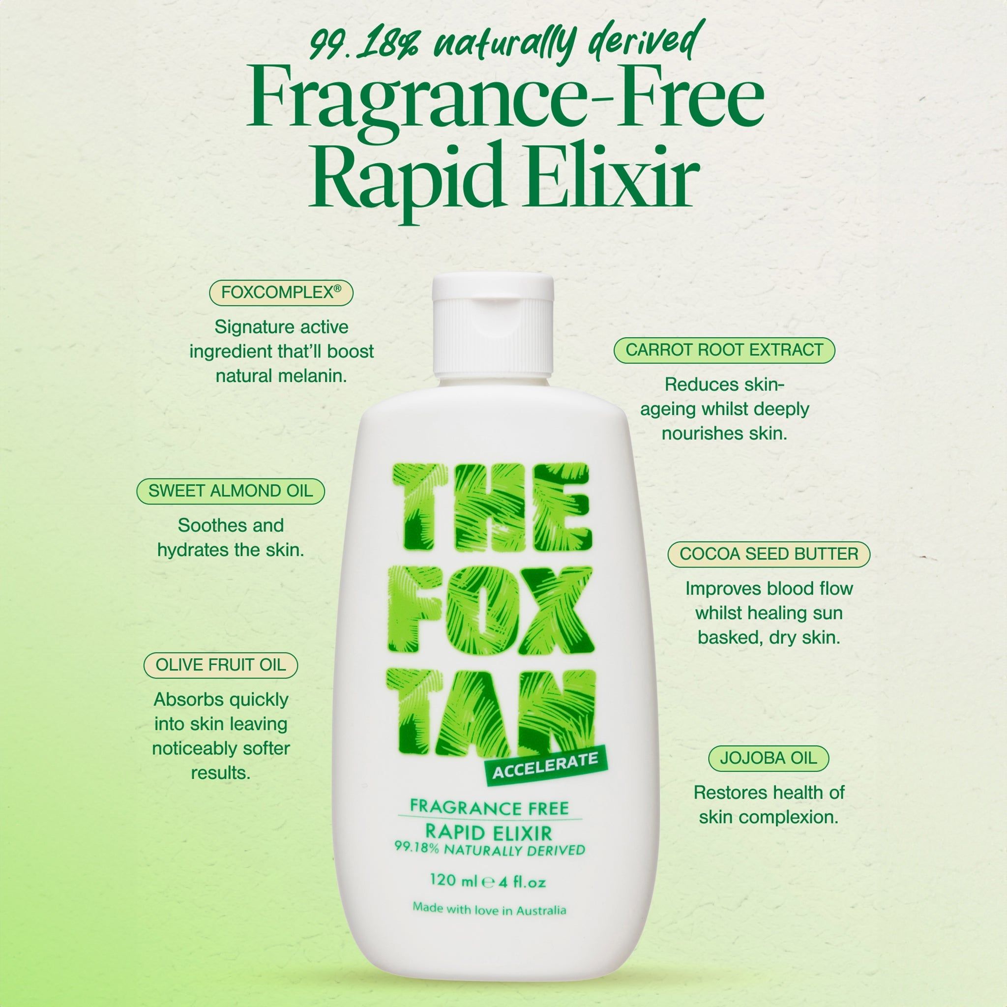 The Fox Tan Fragrance Free Rapid Tanning Elixir