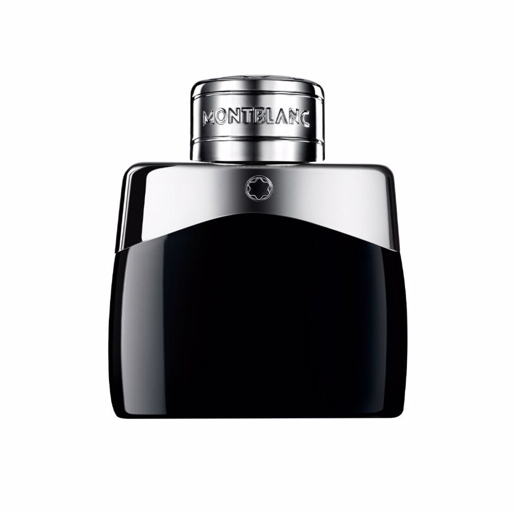 Zwarte flacon met zilveren dop. MONTBLANC-opschrift op de dop. Montblanc-logo op de flacon.