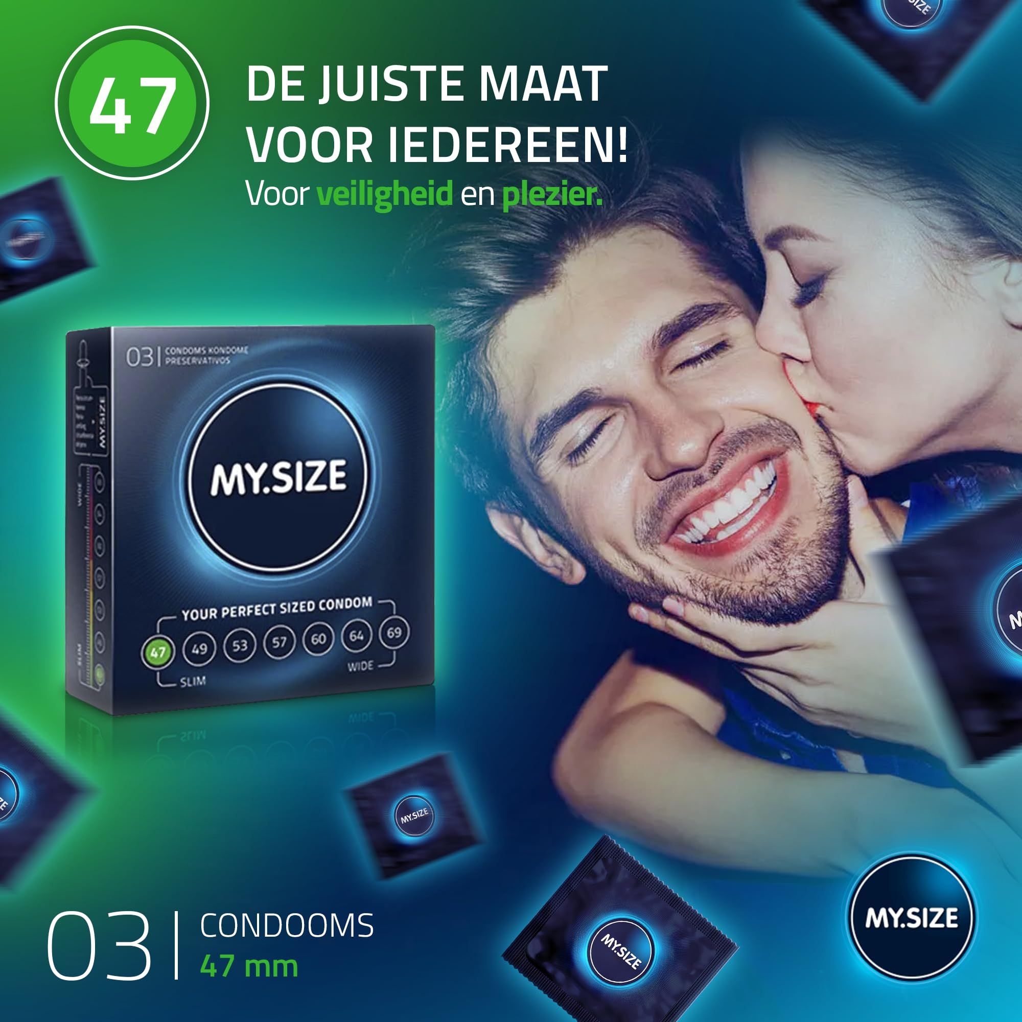 MY.SIZE 47 condoom: Vind uw maat met de app. Maten 47-69.