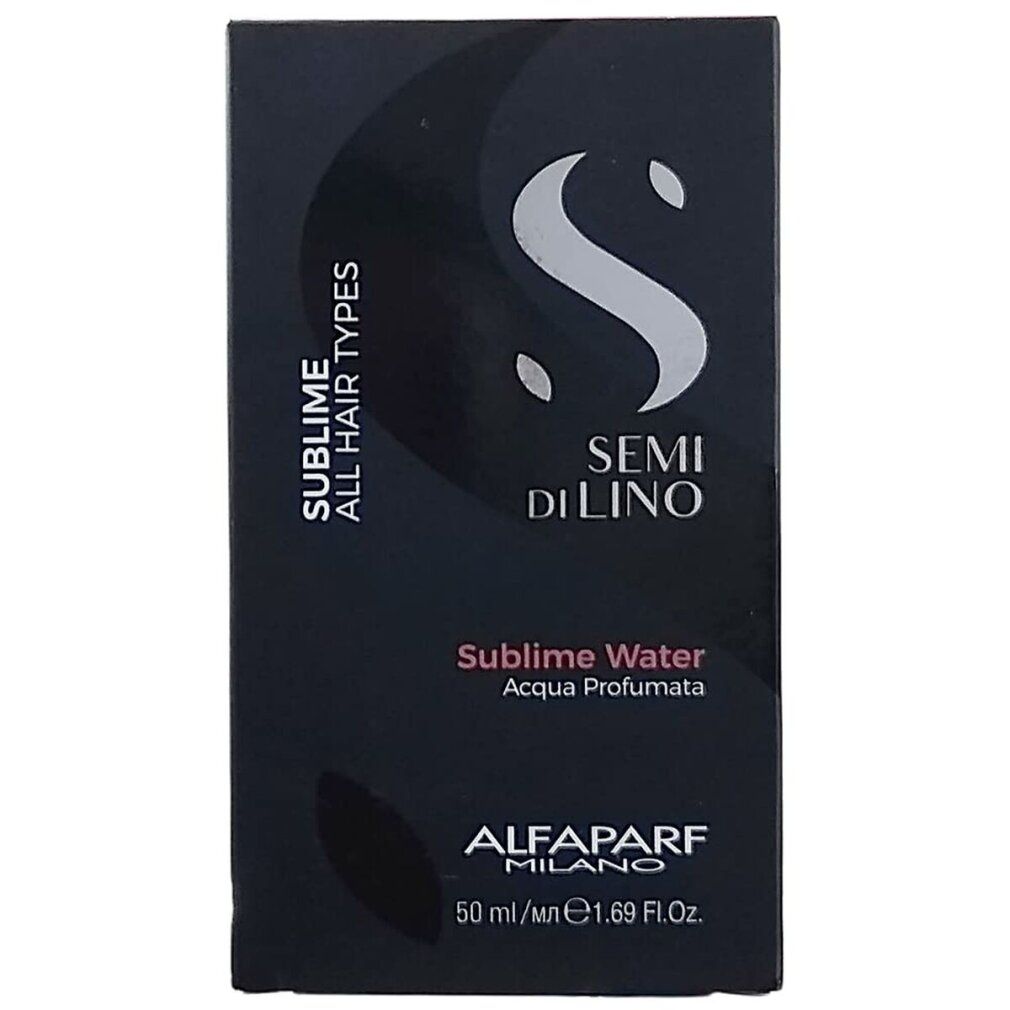 Emballage noir avec logo 'S' blanc. Inscriptions: Sublime, Semi di Lino, Alfaparf Milano. Contenance: 50 ml.
