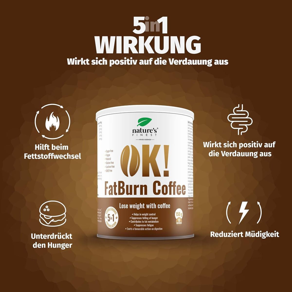 Nature's Finest OK!FatBurn Coffee - Café pour brûler les graisses