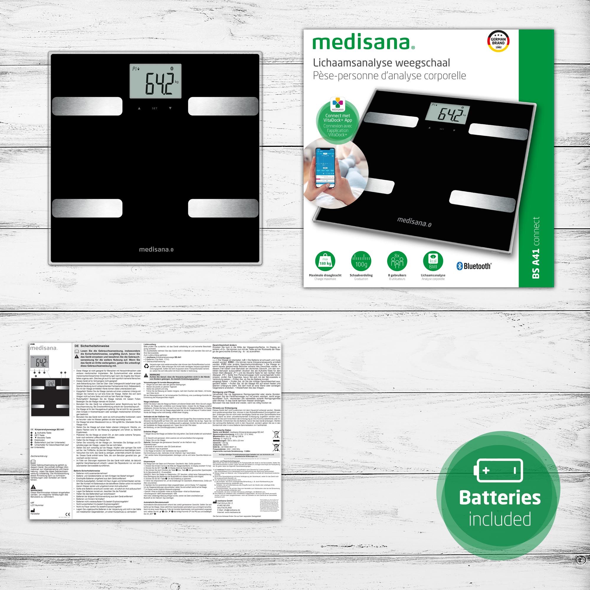 medisana BS A41 connect Balance d'analyse corporelle avec application smartphone