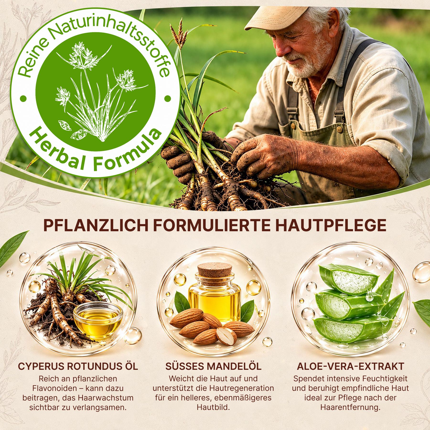 P-beauty Huile de Cyperus Rotundus Épilation et inhibiteur de repousse des poils Nagarmotha