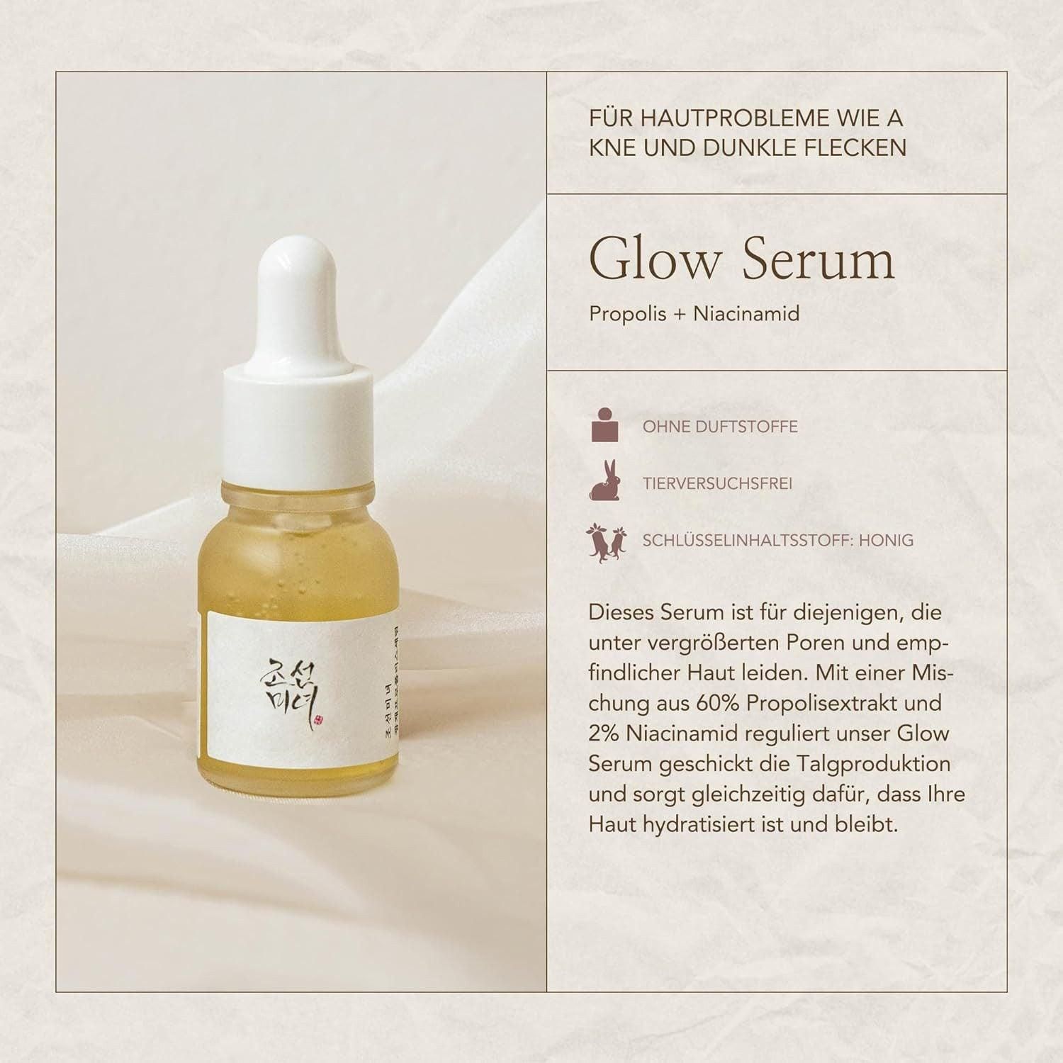 Glow Serum flesje met pipet, Propolis + Niacinamide.