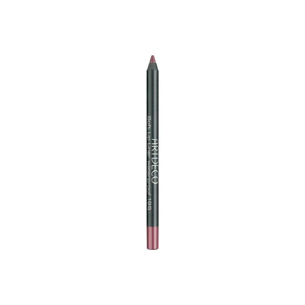 Lipliner. Donkergrijze potlood met roze uiteinde. Opschrift: Artdeco Soft Lip Liner Waterproof 185.