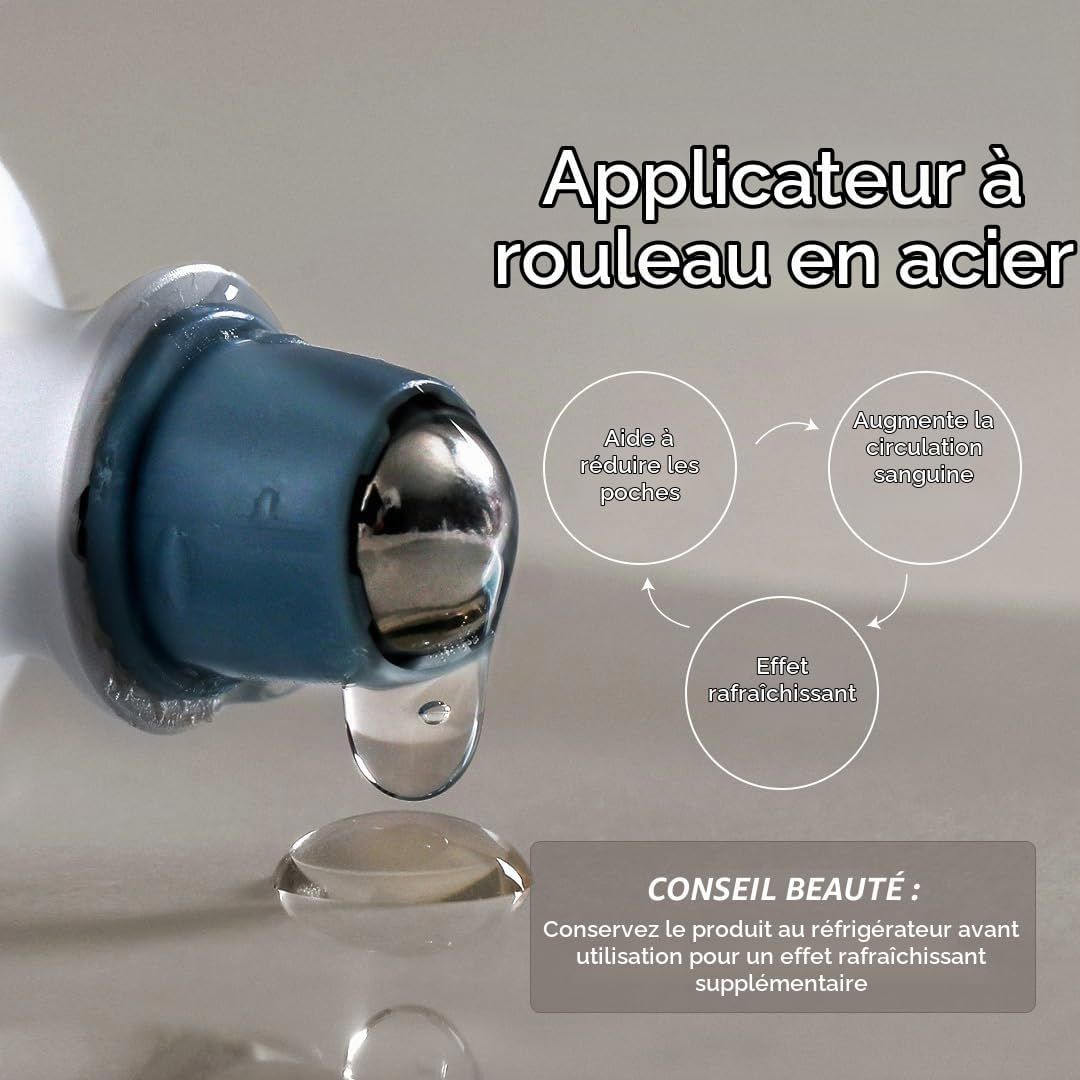 Applicateur à rouleau en acier avec goutte d'eau.