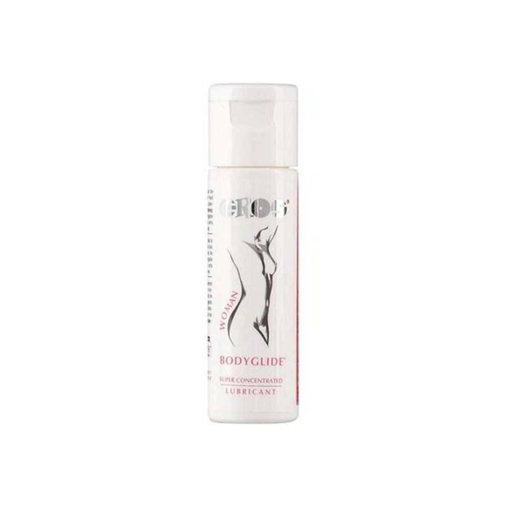 Flacon de gel lubrifiant Eros Bodyglide Woman avec silhouette féminine.