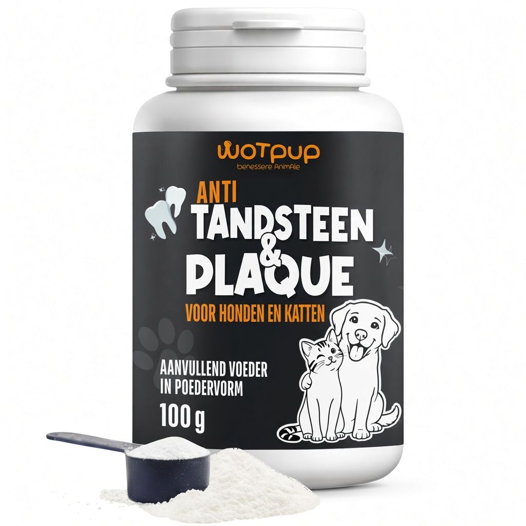 Wotpup Anti Tandsteen & Plaque poeder voor honden en katten, 100g.