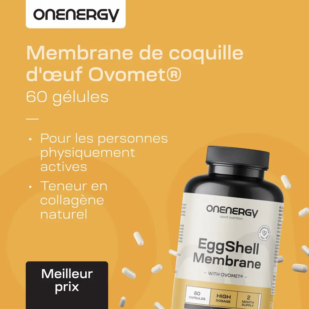 Flacon EggShell Membrane, 60 gélules, pour un mode de vie équilibré.