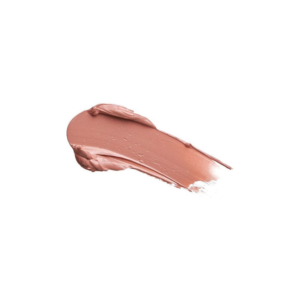 Échantillon de rouge à lèvres crémeux sur fond blanc. Teinte : rose nude.