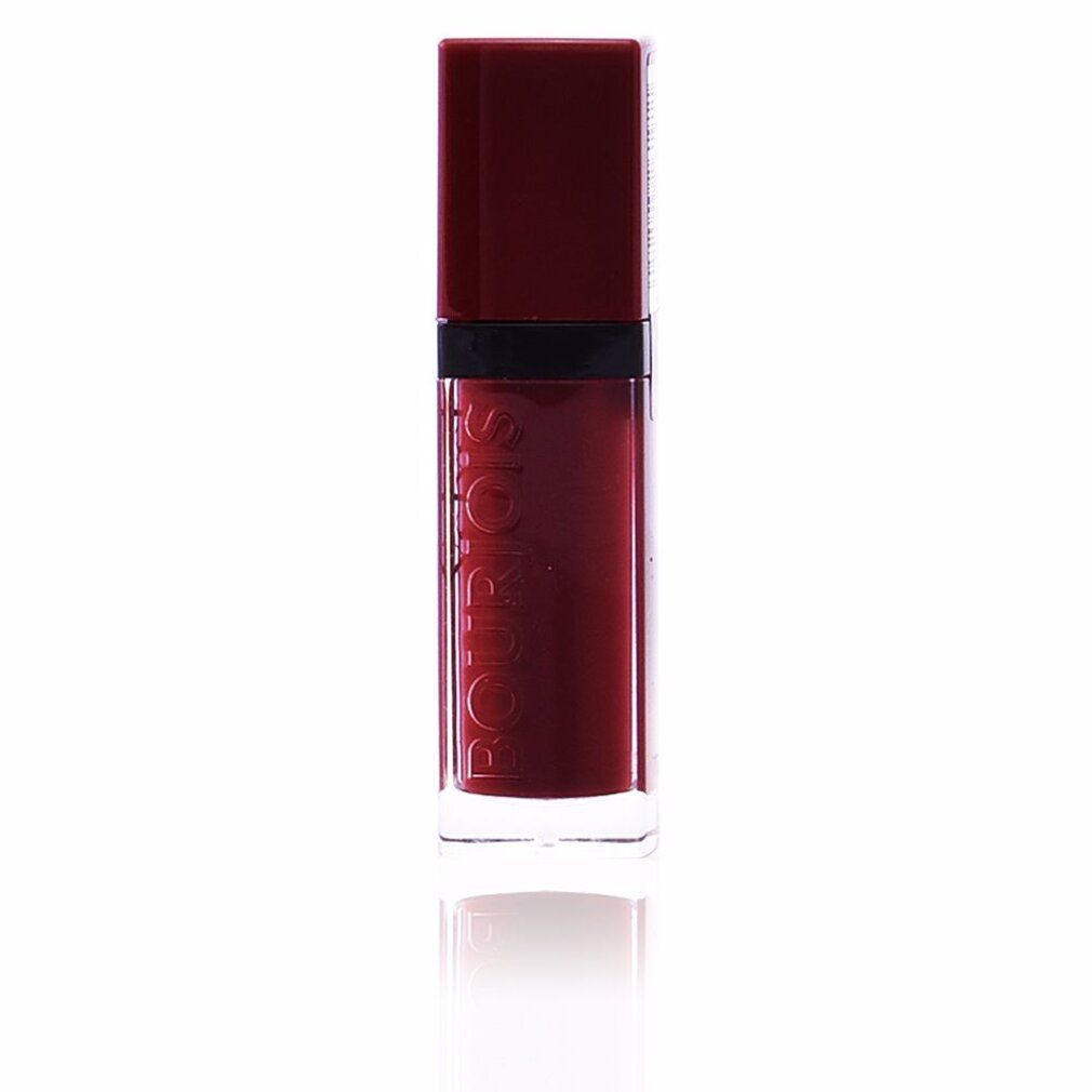 Lipstick in een transparante fles met rode dop. De tekst BOURJOIS staat verticaal op de fles.