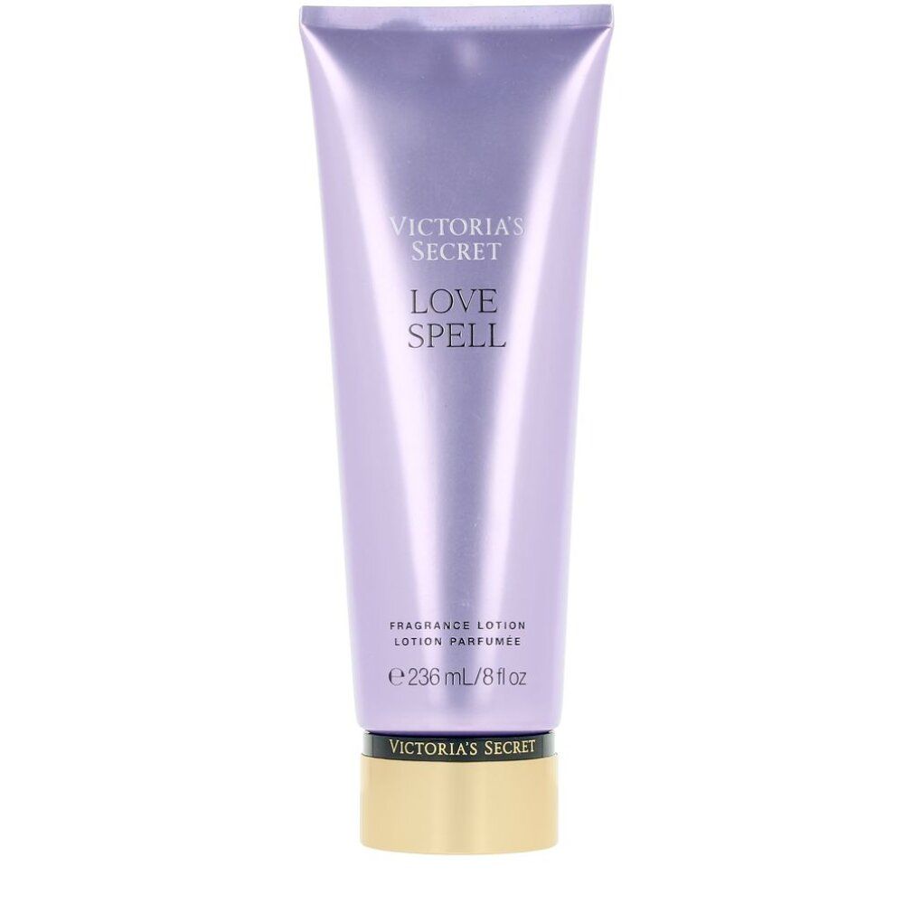 Victoria's Secret Love Spell lotion parfumée dans un tube violet avec un capuchon doré. 236 ml / 8 fl oz.