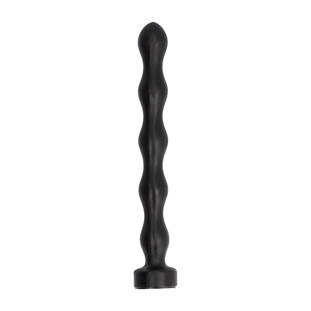 Zwarte, golvende stimulator met platte basis.