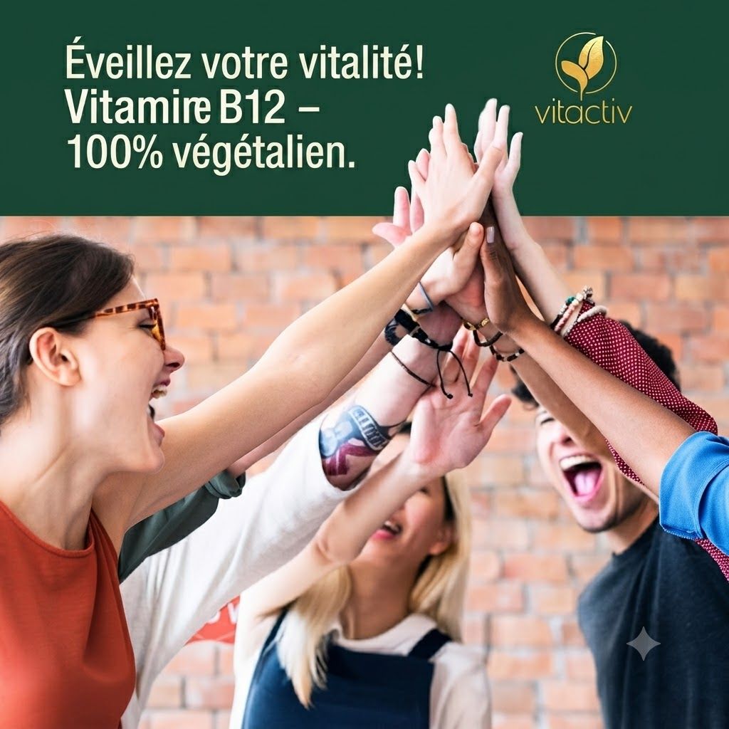 Un couple âgé rame dans un canoë sur un lac, tous deux portent des gilets de sauvetage. Texte : Gardez votre taux de Vitamine B12 sur la bonne voie.