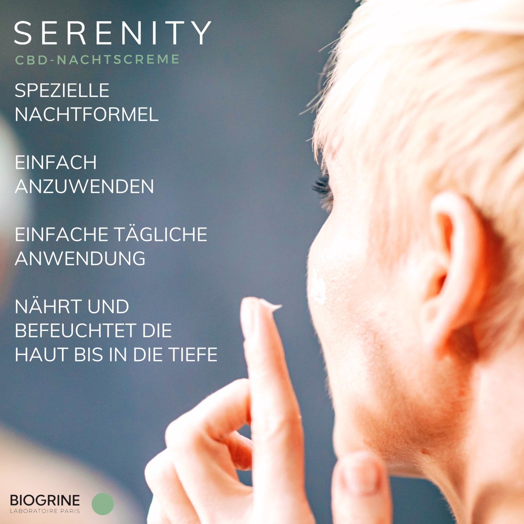 BIOGRINE "SERENITY" – Revitaliserende nachtcrème met CBD en groene thee