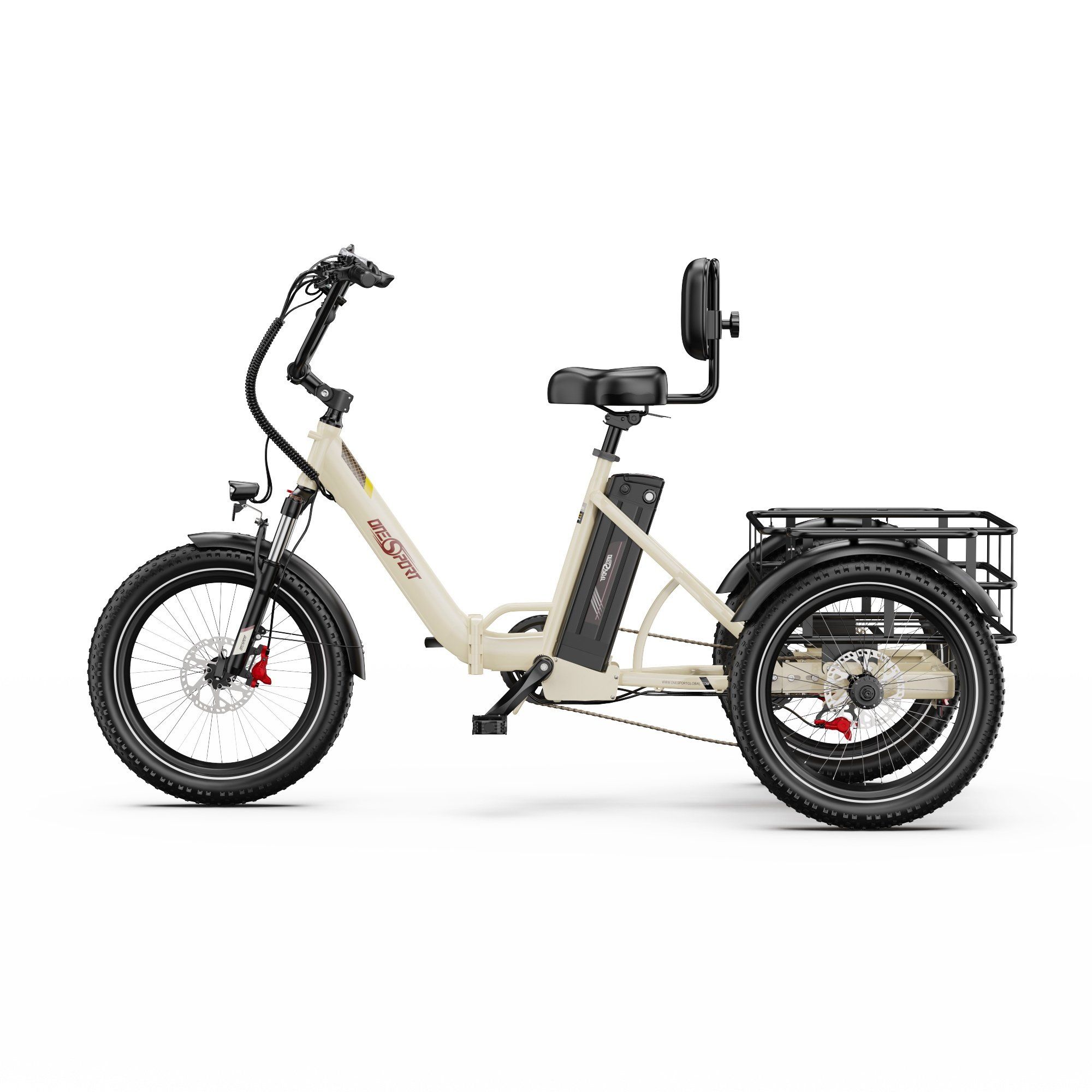 ONESPORT OT30 PRO Vélo cargo électrique à trois roues- Moteur 500 W, batterie 48 V 18 Ah