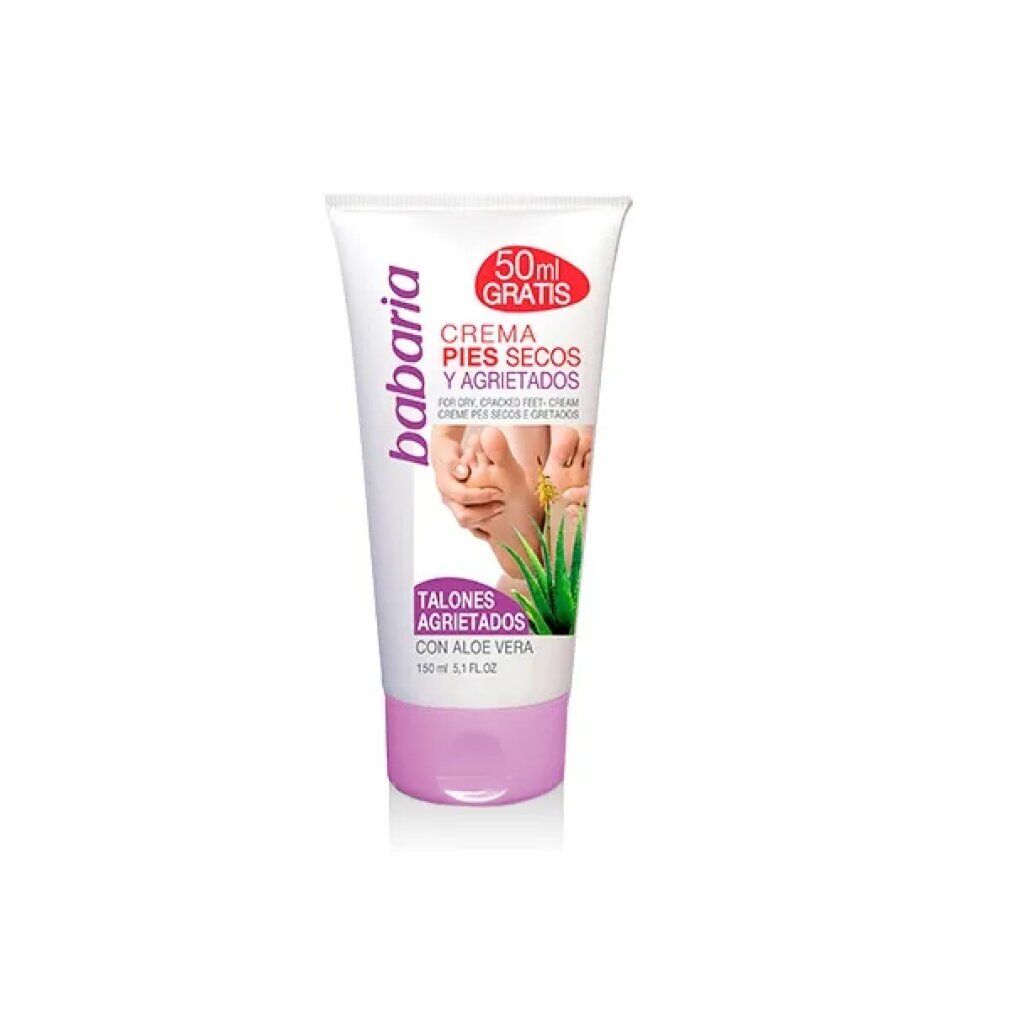 Tube de crème pour pieds Babaria à l'aloe vera pour talons secs et craquelés, 150ml.