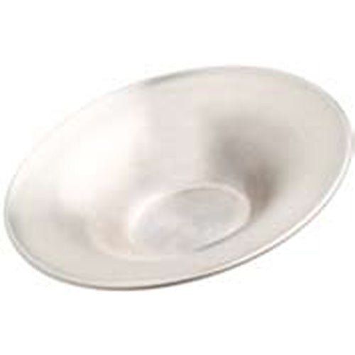 Protection d'allaitement argentée. Forme ronde avec partie centrale légèrement surélevée.