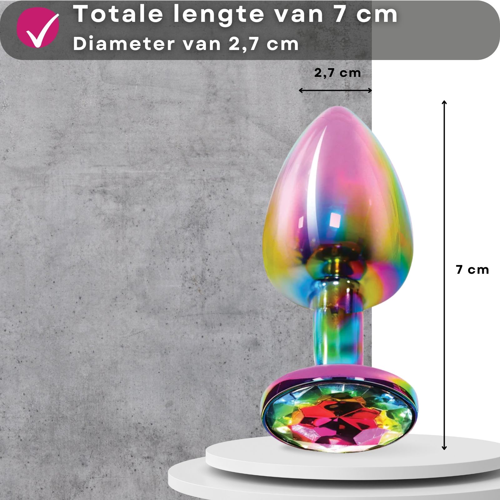 Lovelyness- Anale plug multicolor rond met decoratieve metalen steen