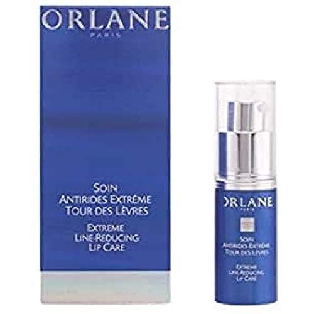 ORLANE PARIS soin pour les lèvres, flacon et emballage bleus. Inscription: SOIN ANTIRIDES EXTRÊME TOUR DES LÈVRES, EXTREME LINE-REDUCING LIP CARE.