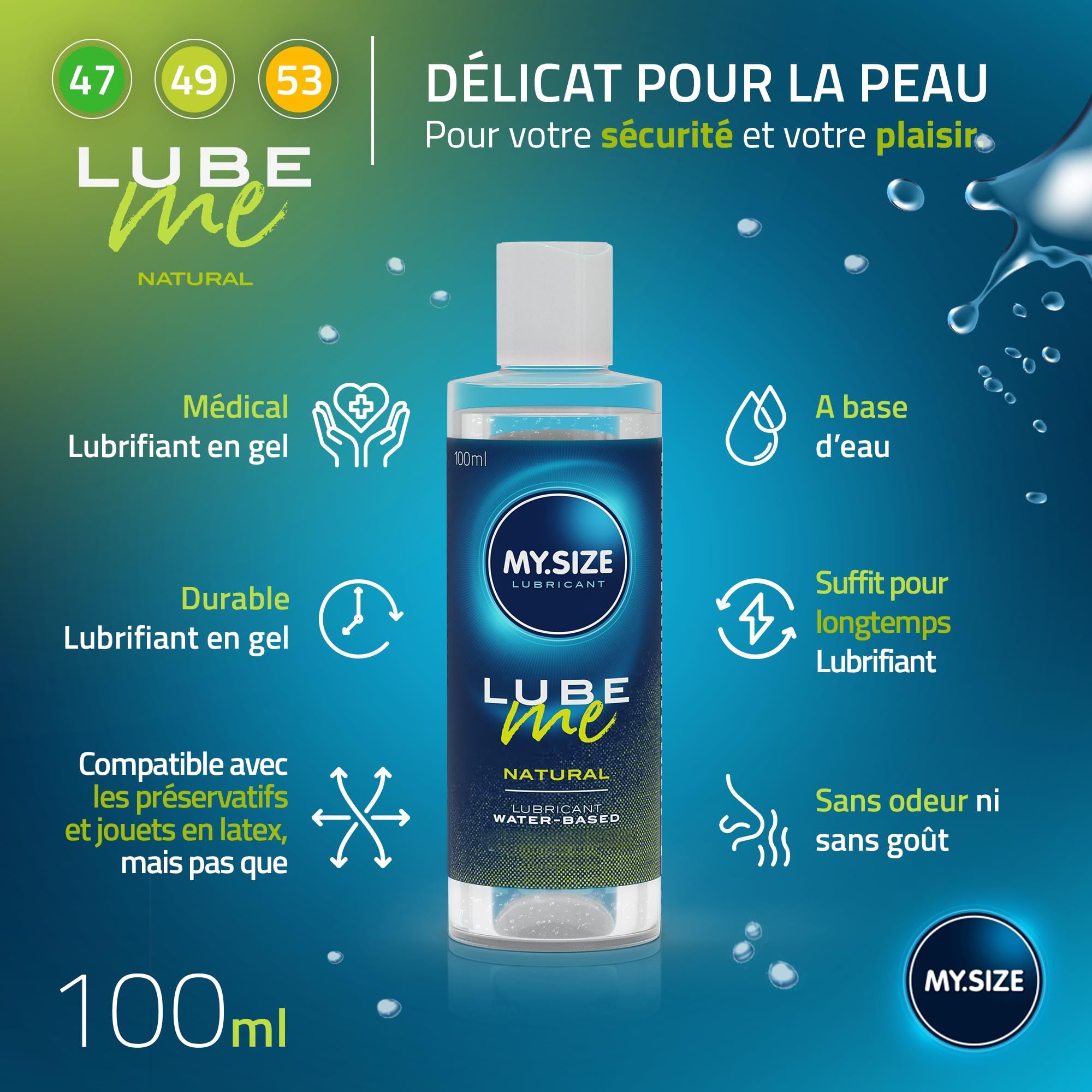 MY.SIZE Préservatifs + LUBE ME Natural Set