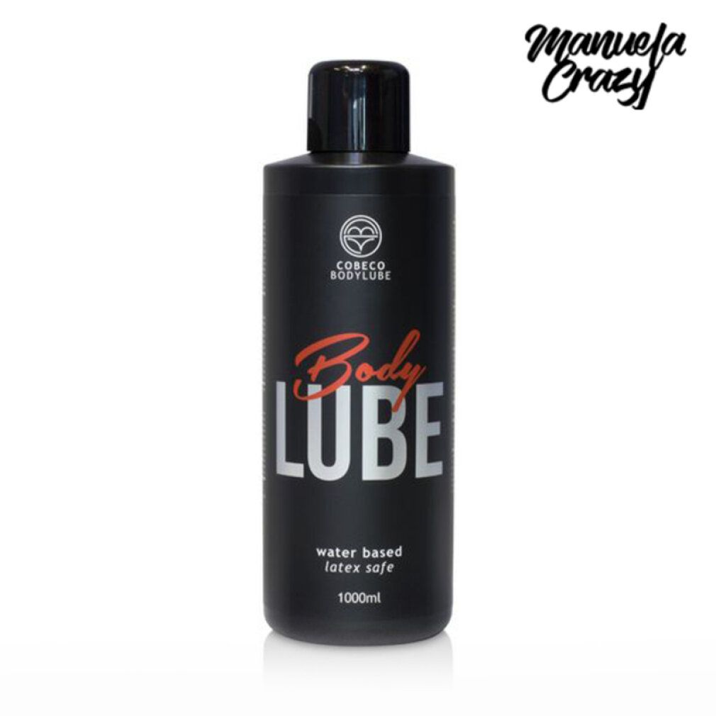 Bouteille noire de Cobeco Bodylube, 1000ml, à base d'eau, compatible latex.