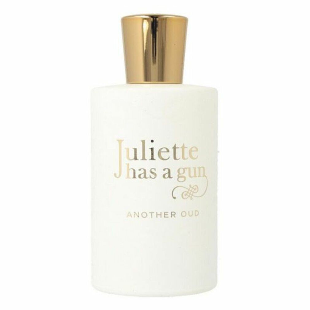 Flacon blanc, bouchon doré. Inscription dorée: Juliette has a gun, Another Oud.