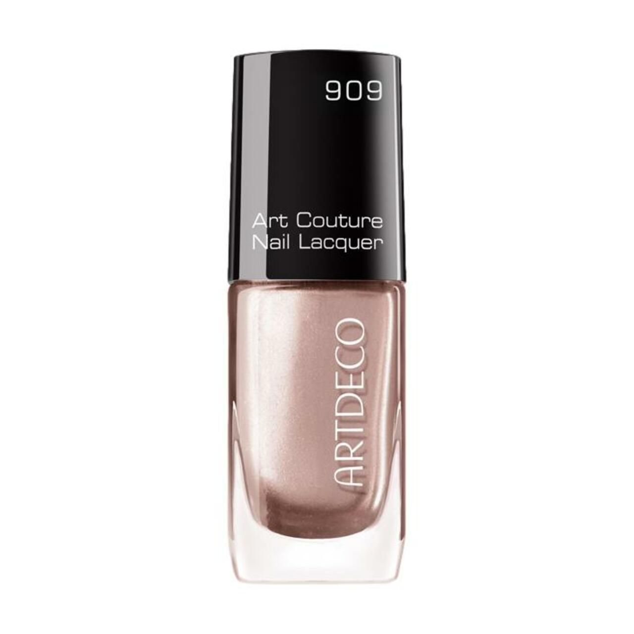 Artdeco Art Couture nagellak. Flesje roze nagellak, zwarte dop. Opschriften: 909, Art Couture Nail Lacquer, ARTDECO.