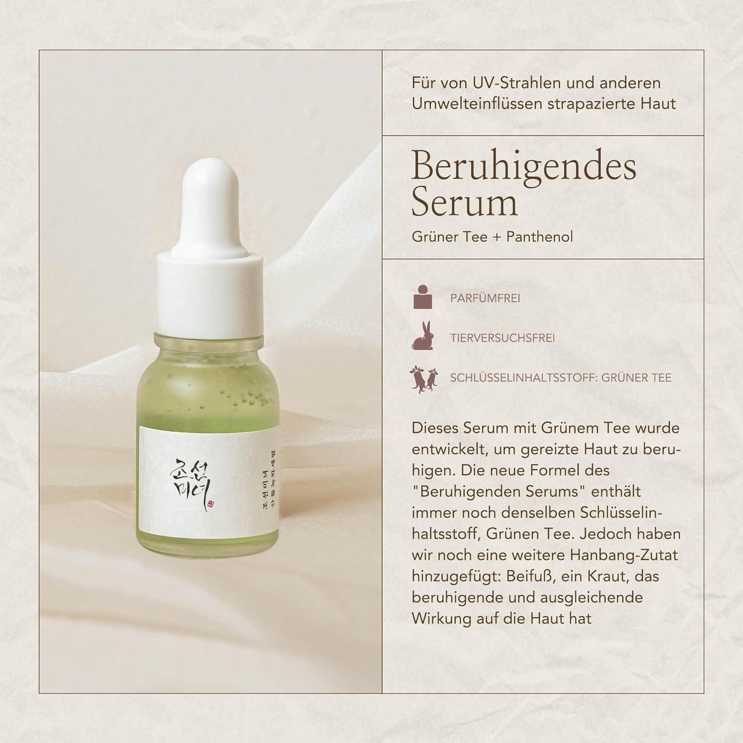 Kalmerend Serum flesje met pipet, Groene thee + Panthenol.