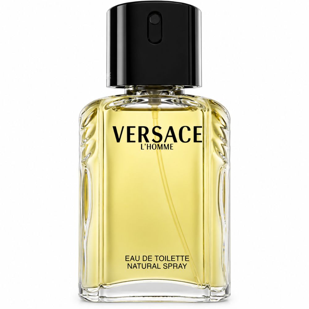 Flacon Versace L'Homme Eau de Toilette avec bouchon noir.