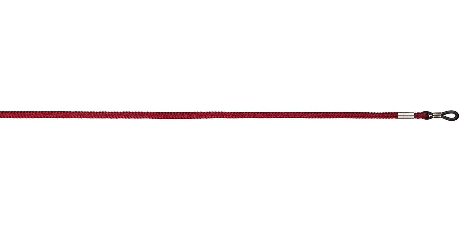 Cordon de lunettes bordeaux. Cordon avec boucle métallique pour branches.