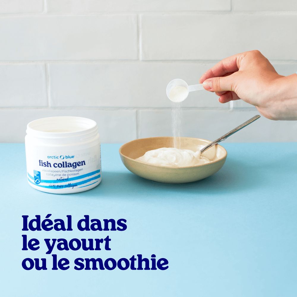 Collagène Arctic Blue: Bénéfices pour l'élasticité et l'hydratation de la peau.