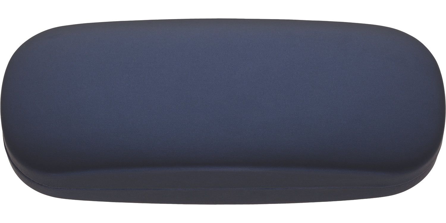 Blauwe hardcase etui. Ovale vorm. Glad oppervlak.