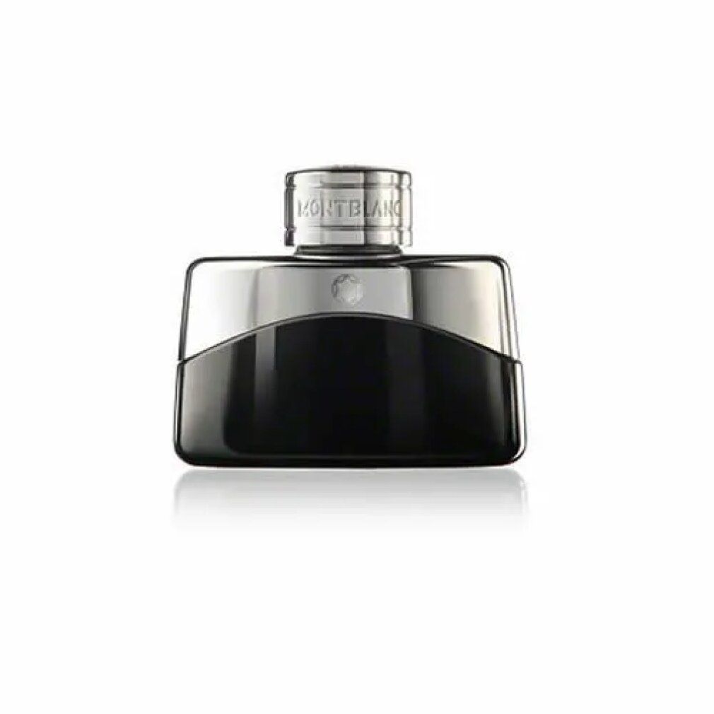 Montblanc Legend Eau de Toilette flacon, zwart met zilveren accent en dop.